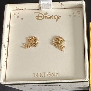 NWB 14kt Gold Disney Belle Rose Earrings